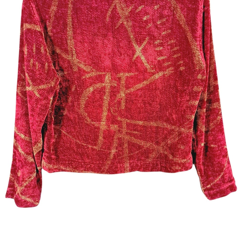 Maude Andrade Handwoven Chenille Jacket Full Zip Red Small Oversize Art USA VTG - Picture 7 of 10